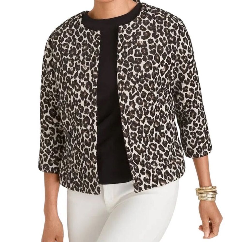 Chico’s Modern Jacquard Animal Print Jacket 3=16/18